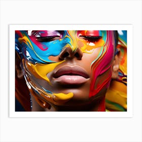 Man with Colorful Face Painting Art Print