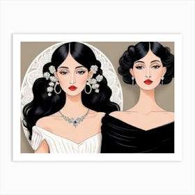 Portrait Of Two Women Art Print