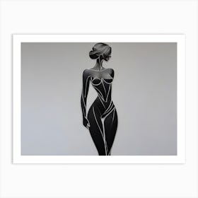 Woman In Black And White 1 Art Print