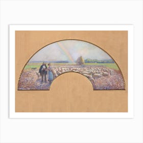 Shepherds In The Fields With Rainbow, Camille Pissarro Art Print