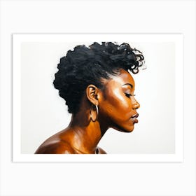 Side Profile Of Beautiful Woman Oil Painting 165 Art Print