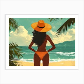 Illustration of an African American woman at the beach 26 Art Print