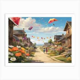 Village Of Kites paintings art print Art Print