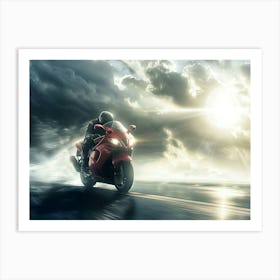 Rider On Red Bike (29) Art Print