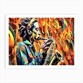 Busy Sax Jazz - Jazz Musician Art Print