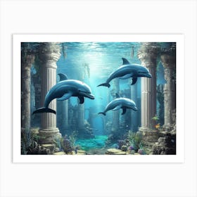 Dolphins In The Sea 1 Art Print