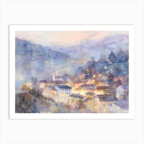 Village At Night Art Print