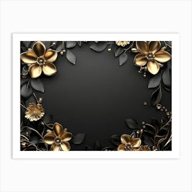 Gold Floral Frame Art Print