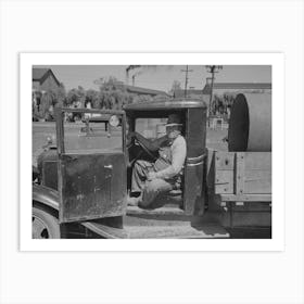 Farmer In Cab Of Truck At Liquid Feed Loading Station At Owensboro, Kentucky By Russell Lee Art Print