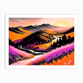 Sunset In The Mountains 1 Art Print