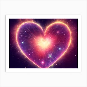 A Colorful Glowing Heart On A Dark Background Horizontal Composition 42 Art Print