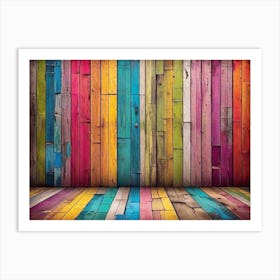 Colorful wood plank texture background 16 Art Print