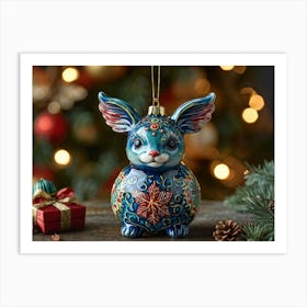 Photorealistic Depiction Of A Creature Shaped Christmas Ornament Emulating Painted Porcelain Enric Art Print