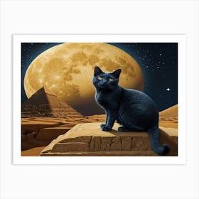 Cat In The Moonlight 4 Art Print