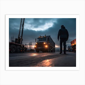 Man Walking In Front Of A Truck Art Print