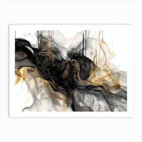 Elegant Black Gold Marble Abstract 3 Art Print