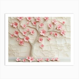 3d Picture Of A Tree With Pink Flowers 2 Art Print