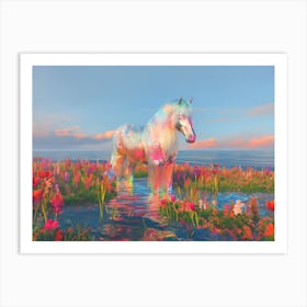 "Majestic Chrome Horse in Golden Light" Art Print