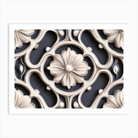 Seamless Relief Sculpture Designation Retro Pattern Geometry Cross Art Print