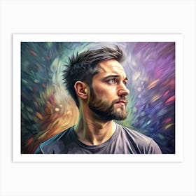 Portrait Of A Man With A Beard And Green Eyes Art Print