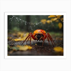 Colorful Spider In The Forest Rain Art Print