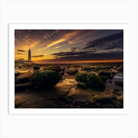 Sunset At The Lighthouse Art Print