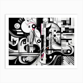 Chromatic Fusion Abstract Black And White 4 Art Print