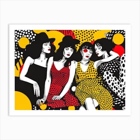 Three Women In Polka Dots Art Print