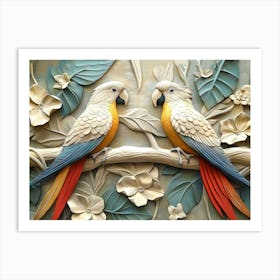 Beautiful Parrot 3d 3 Art Print