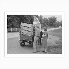 Unloading Migrant Truck Along Roadside Near Henrietta I E , Henryetta, Oklahoma By Russell Lee Art Print