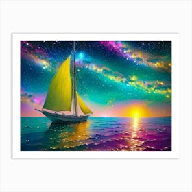 Sail Boat In The Middle Of A Sea Art Print