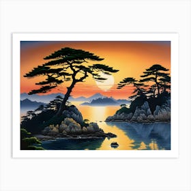 Sunset In Japan Art Print