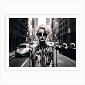 Black And White Street Portrait of Woman Art Print