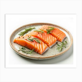 Salmon On A Plate With Rosemary Art Print