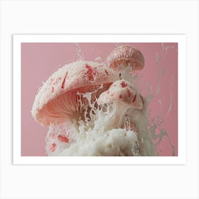 Pink Mushroom Splash Art Print