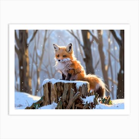 Fox In The Snow 4 Art Print