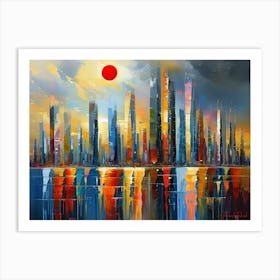 Megalopolis City Skyline Expressionism Pt. 2 Art Print