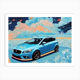 Blue Car In The Sky Art Print