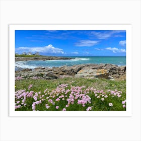 Pink Flowers By The Sea Art Print