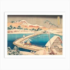 Old View Of The Boat Bridge At Sano In Kōzuke Province, Katsushika Hokusai 1 Art Print