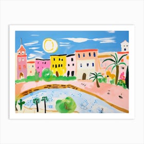 Pescara Italy Cute Watercolour Illustration 3 Art Print