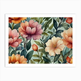 Watercolor Floral Pattern Art Print