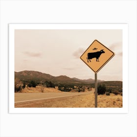 Alien Cows Sign Art Print