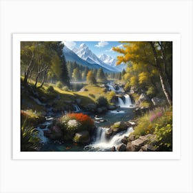 Mountain river landscape painting #3 Art Print