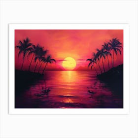 Sunset With Palm Trees 1 Art Print