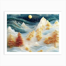 Winter Landscape 3d Paper Art Art Print