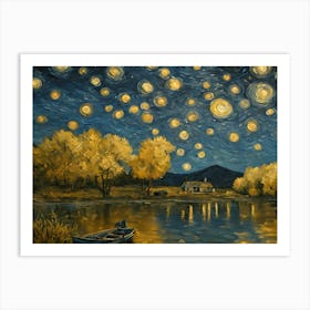Starry Night on the lake Art Print