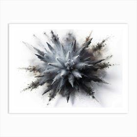 Black Powder Explosion On White Background Art Print