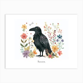 Little Floral Raven Poster Art Print