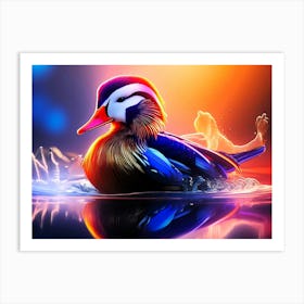 Swimming Duck Colorful Effect Painting - Wild Bird Artwork 102 Art Print